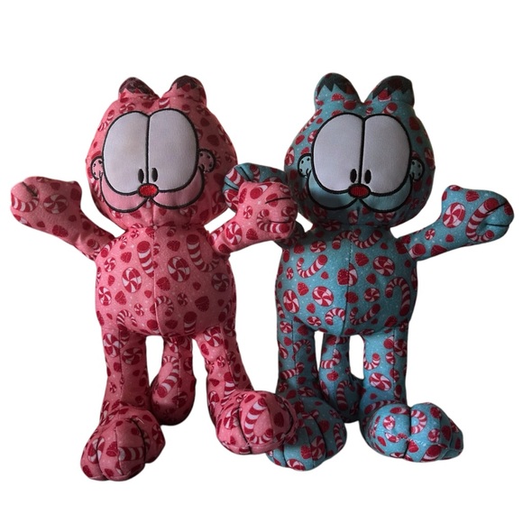 The Toy Factory 2011 Garfield Blue & Red Plush Candy Cane Peppermint Print 14" - Picture 1 of 16